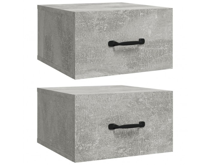 Sonata H Нощни шкафчета за стенен монтаж 2 бр бетонно сиви 35x35x20 см