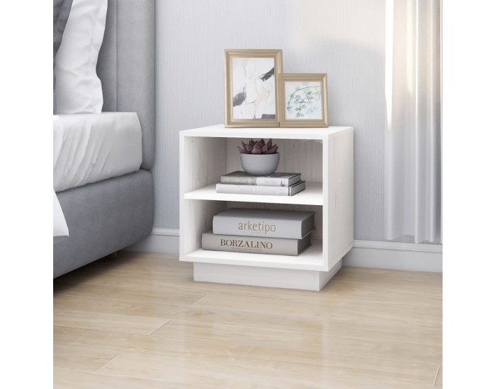 Sonata H Нощни шкафчета, 2 бр, бели, 40x34x40 см, борово дърво масив