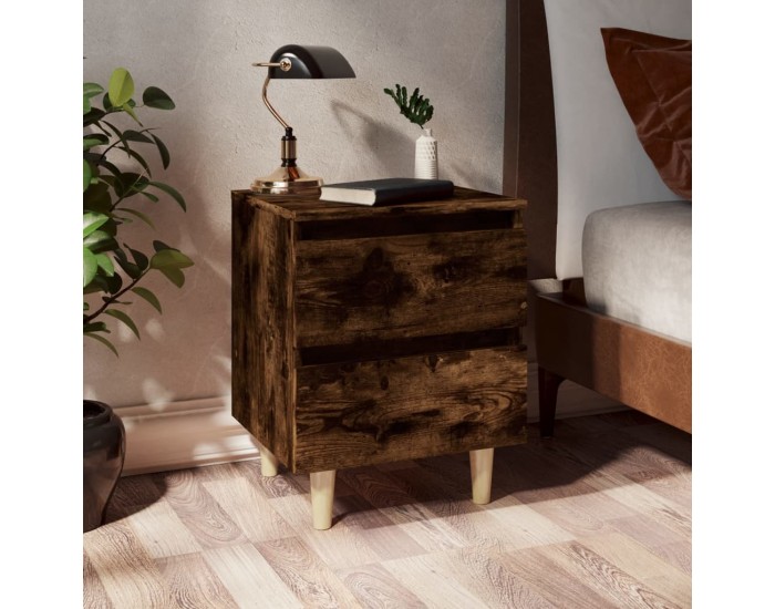 Sonata H Нощно шкафче с крака от дърво масив, опушен дъб, 40x35x50 см