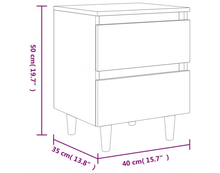 Sonata H Нощно шкафче с крака от дърво масив, опушен дъб, 40x35x50 см