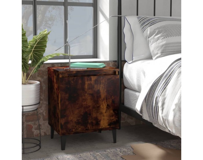 Sonata H Нощни шкафчета с метални крака, опушен дъб, 40x30x50 см