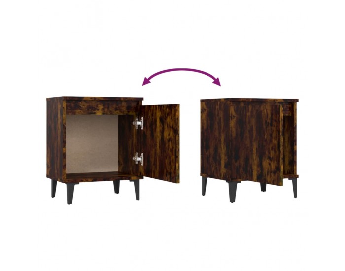 Sonata H Нощни шкафчета с метални крака, опушен дъб, 40x30x50 см