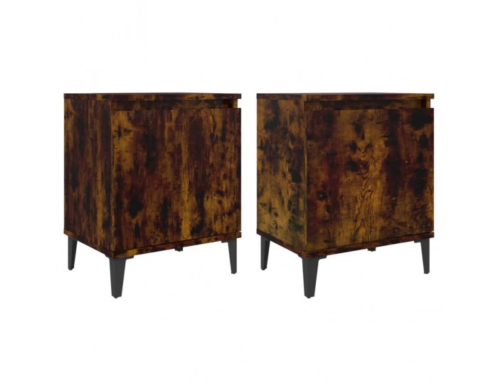 Sonata H Нощни шкафчета с метални крака, опушен дъб, 40x30x50 см