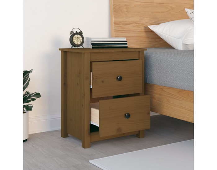 Sonata H Нощно шкафче, меденокафяво, 50x35x61,5 см, борово дърво масив