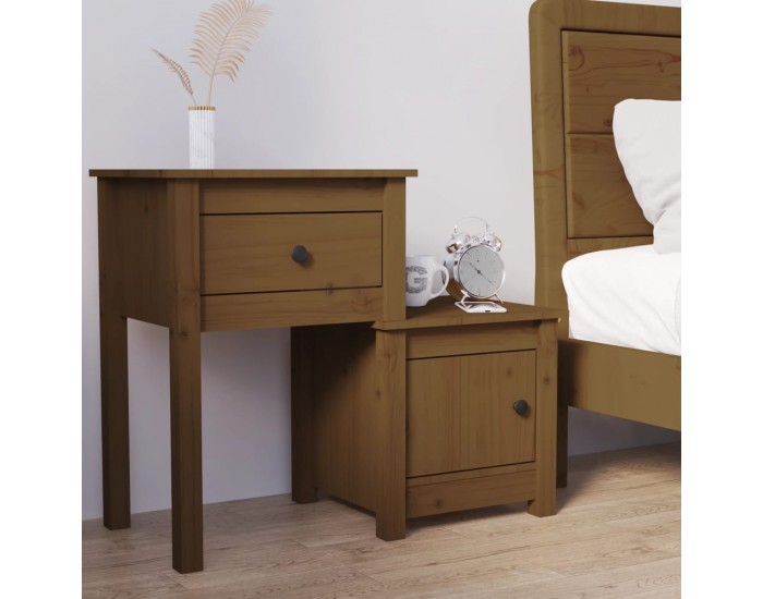 Sonata H Нощно шкафче меденокафяво 79,5x38x65,5 см борово дърво масив