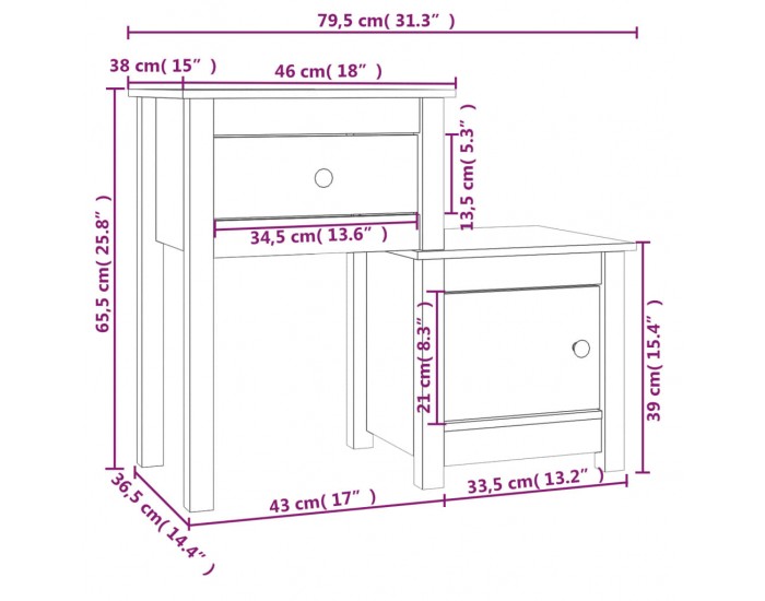 Sonata H Нощно шкафче меденокафяво 79,5x38x65,5 см борово дърво масив