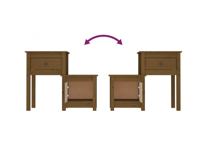 Sonata H Нощно шкафче меденокафяво 79,5x38x65,5 см борово дърво масив