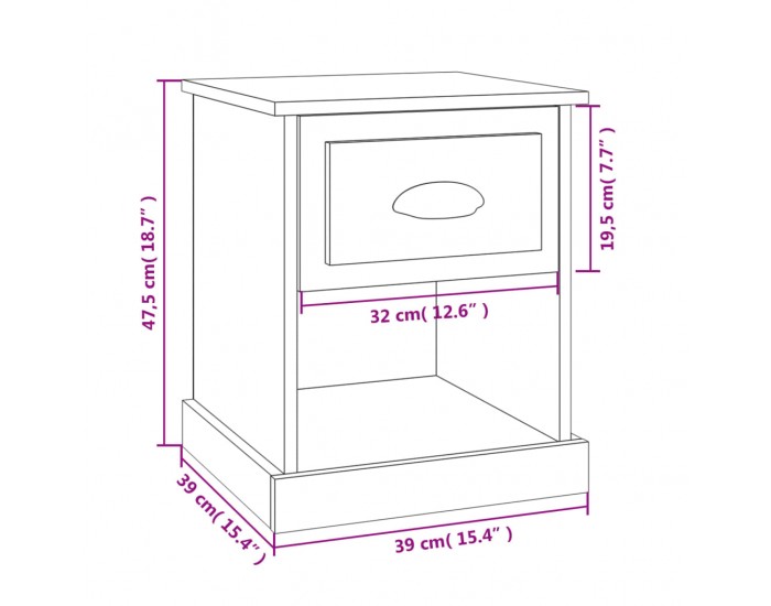 Sonata H Нощни шкафчета, 2 бр, сиво, 39x39x47,5 см, инженерно дърво