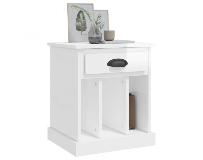 Sonata H Нощно шкафче, бял гланц, 43x36x50 см