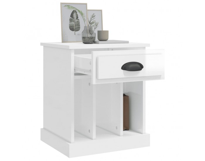 Sonata H Нощно шкафче, бял гланц, 43x36x50 см