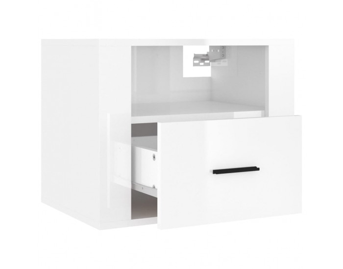 Sonata H Нощни шкафчета за стенен монтаж, 2 бр, бял гланц, 50x36x40 см