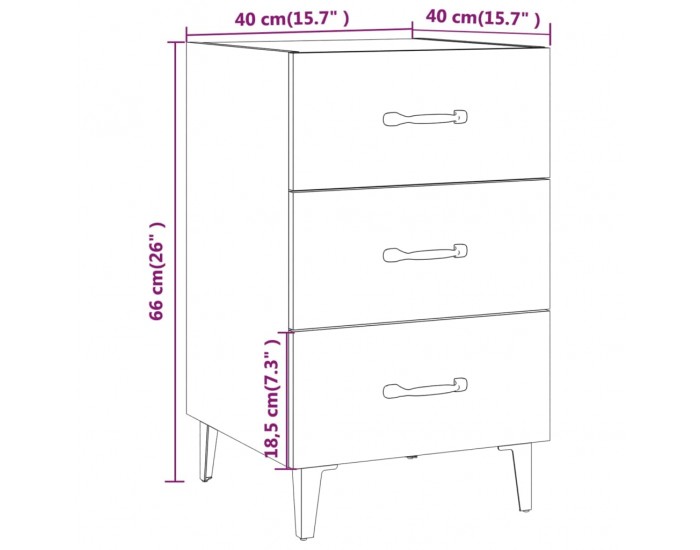 Sonata H Нощно шкафче, опушен дъб, 40x40x66 см, инженерно дърво