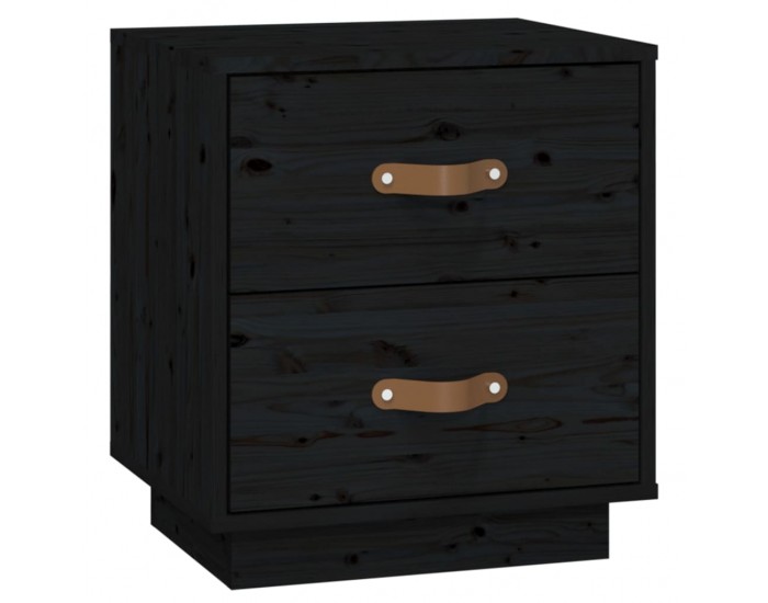 Sonata H Нощно шкафче, черно, 40x34x45 см, борово дърво масив