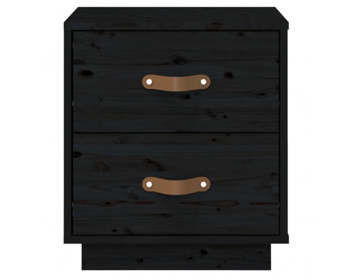 Sonata H Нощно шкафче, черно, 40x34x45 см, борово дърво масив