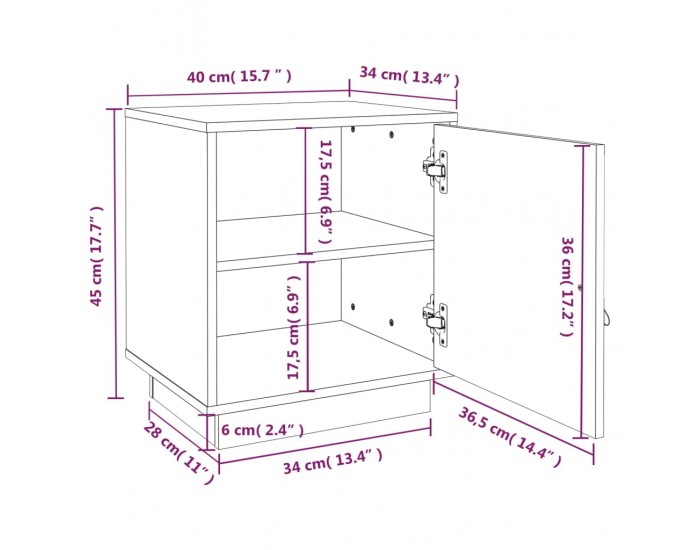 Sonata H Нощно шкафче, черно, 40x34x45 см, борово дърво масив Sonata H Нощно шкафче, черно, 40x34x45 см, борово дърво масив