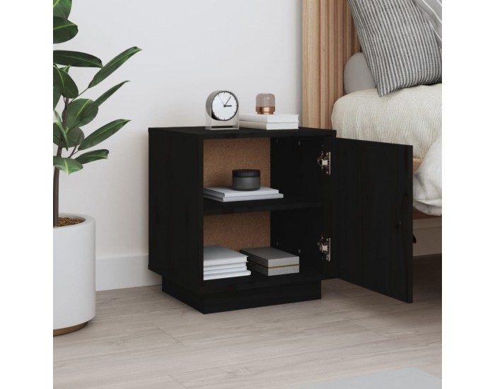 Sonata H Нощно шкафче, черно, 40x34x45 см, борово дърво масив Sonata H Нощно шкафче, черно, 40x34x45 см, борово дърво масив