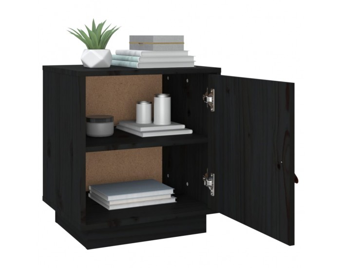 Sonata H Нощно шкафче, черно, 40x34x45 см, борово дърво масив Sonata H Нощно шкафче, черно, 40x34x45 см, борово дърво масив