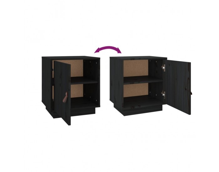 Sonata H Нощно шкафче, черно, 40x34x45 см, борово дърво масив Sonata H Нощно шкафче, черно, 40x34x45 см, борово дърво масив