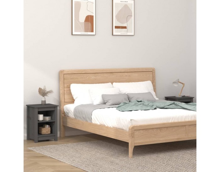 Sonata H Нощни шкафчета, 2 бр, сиви, 40x35x55 см, борово дърво масив