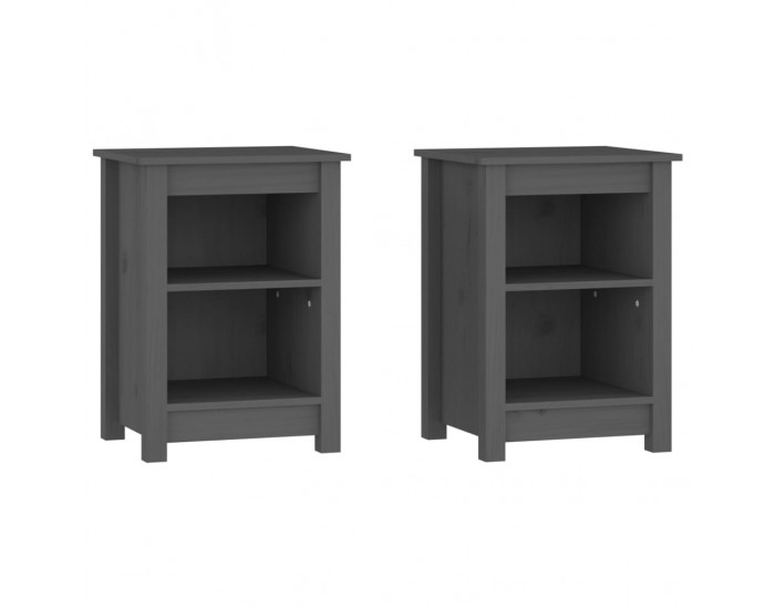 Sonata H Нощни шкафчета, 2 бр, сиви, 40x35x55 см, борово дърво масив