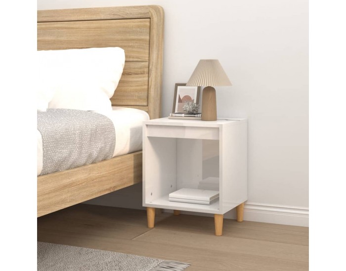 Sonata H Нощно шкафче, бял гланц, 40x35x50 см, инженерно дърво