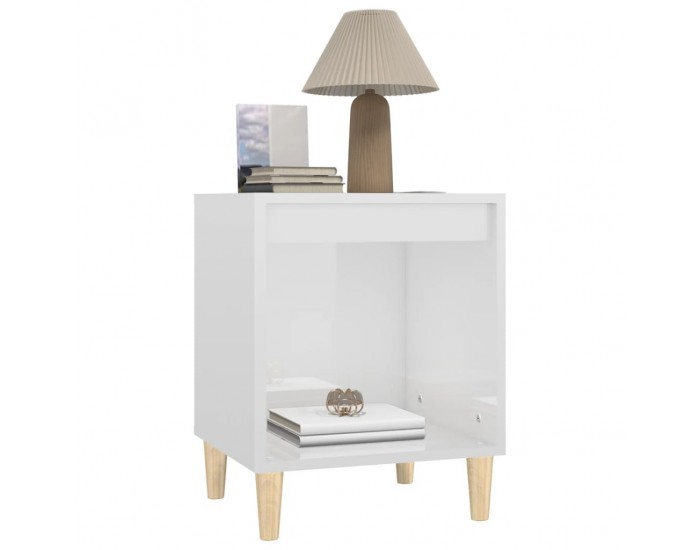 Sonata H Нощно шкафче, бял гланц, 40x35x50 см, инженерно дърво