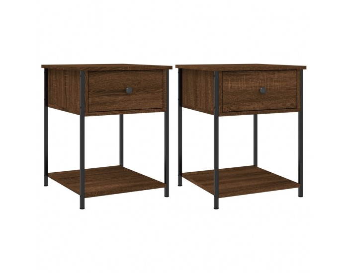 Sonata H Нощни масички, 2 бр, кафяв дъб, 44x45x58 см, инженерно дърво