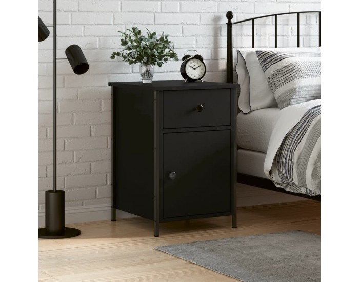 Sonata H Нощно шкафче, черно, 40x42x60 см, инженерно дърво