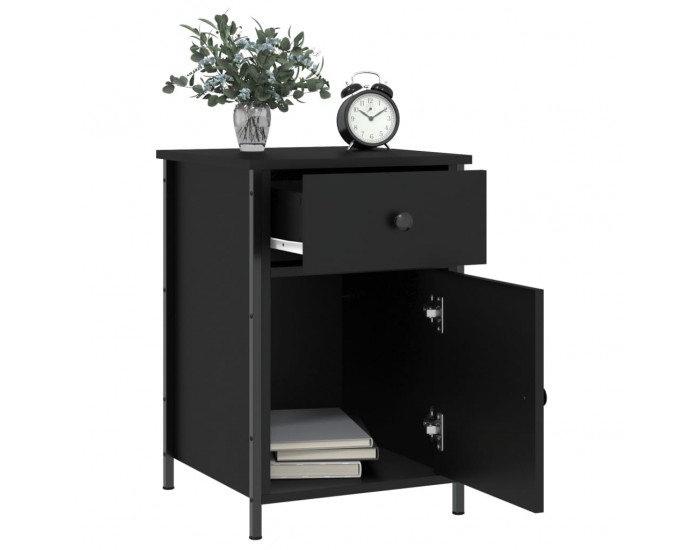 Sonata H Нощно шкафче, черно, 40x42x60 см, инженерно дърво