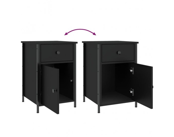 Sonata H Нощно шкафче, черно, 40x42x60 см, инженерно дърво