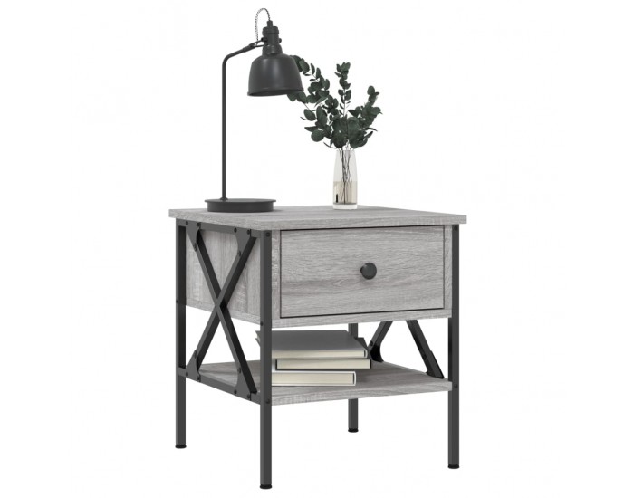 Sonata H Нощни масички, 2 бр, cив сонома, 40x42x45 см, инженерно дърво