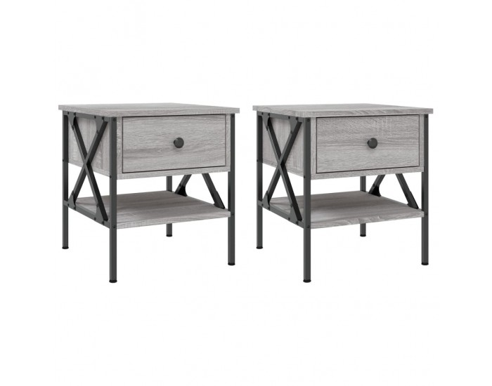 Sonata H Нощни масички, 2 бр, cив сонома, 40x42x45 см, инженерно дърво