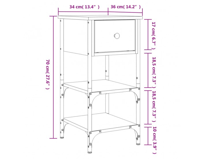 Sonata H Нощни шкафчета 2 бр черни 34x36x70 см инженерно дърво