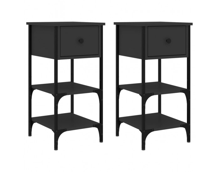 Sonata H Нощни шкафчета 2 бр черни 34x36x70 см инженерно дърво