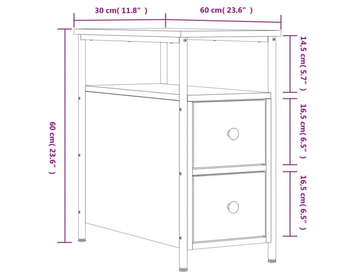 Sonata H Нощни шкафчета 2 бр дъб сонома 30x60x60 см инженерно дърво