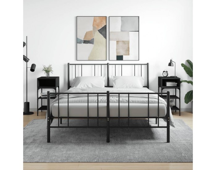 Sonata H Нощни масички, 2 бр, черни, 35x34,5x70 см, инженерно дърво