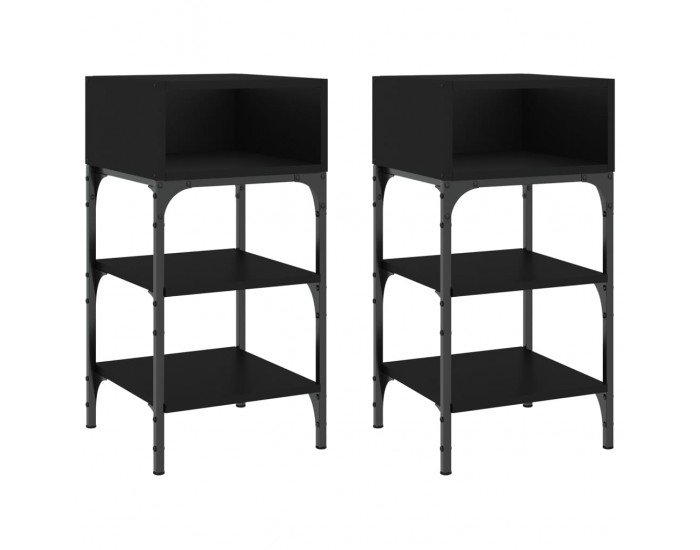 Sonata H Нощни масички, 2 бр, черни, 35x34,5x70 см, инженерно дърво