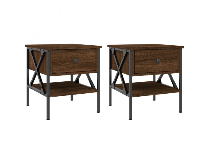 Sonata H Нощни масички, 2 бр, кафяв дъб, 40x42x45 см, инженерно дърво