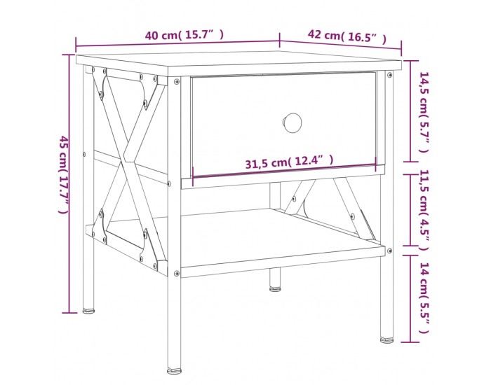 Sonata H Нощни масички, 2 бр, кафяв дъб, 40x42x45 см, инженерно дърво