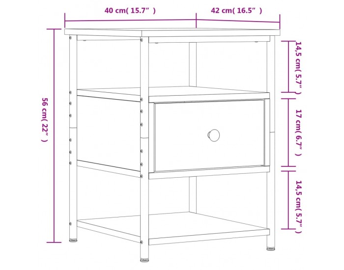 Sonata H Нощни шкафчета 2 бр дъб сонома 40x42x56 см инженерно дърво