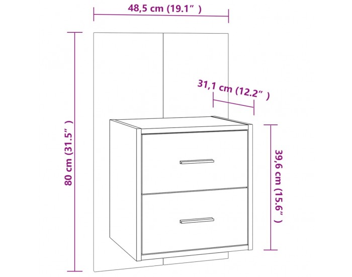 Sonata H Нощно шкафче за стенен монтаж, бял гланц