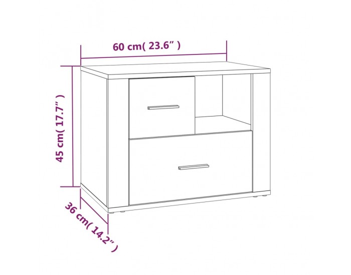 Sonata H Нощно шкафче, опушен дъб, инженерно дърво 60x36x45 см