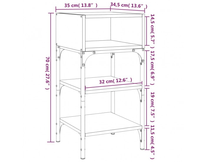 Sonata H Нощни масички, 2 бр, кафяв дъб, 35x34,5x70 см, инженерно дърво