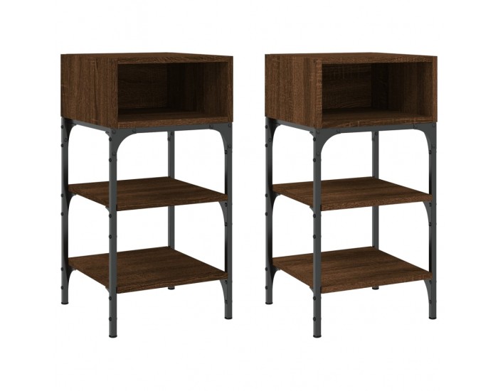 Sonata H Нощни масички, 2 бр, кафяв дъб, 35x34,5x70 см, инженерно дърво