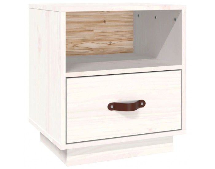 Sonata H Нощно шкафче, бяло, 40x34x45 см, борово дърво масив