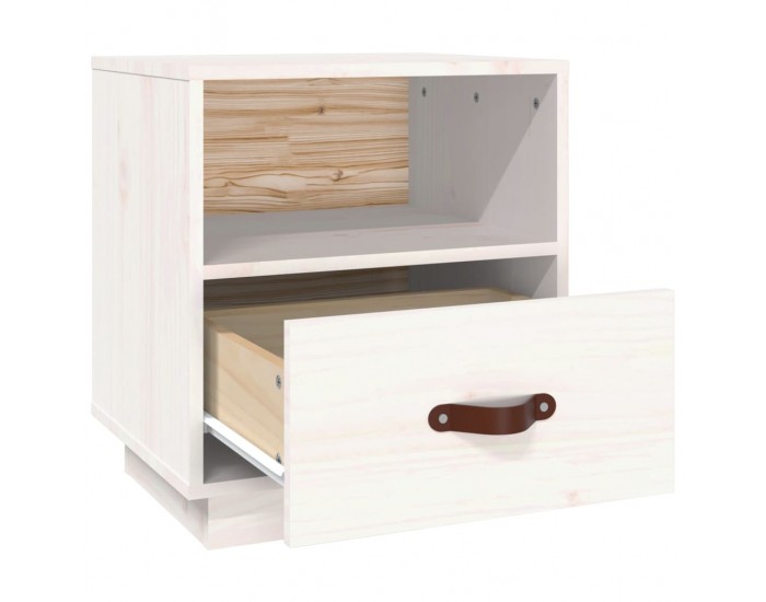 Sonata H Нощно шкафче, бяло, 40x34x45 см, борово дърво масив