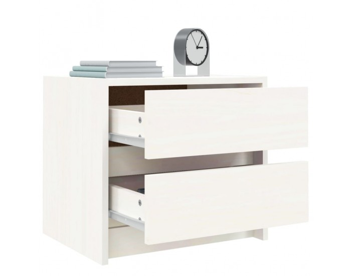 Sonata H Нощно шкафче, бяло, 40x31x35,5 см, борово дърво масив