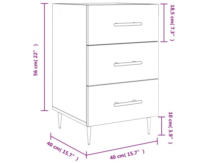Sonata H Нощно шкафче, опушен дъб, 40x40x66 см, инженерно дърво