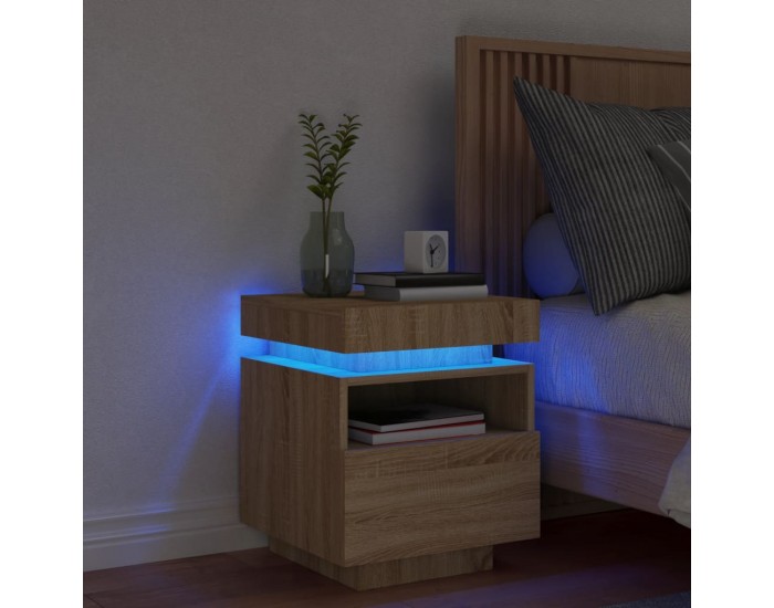 Sonata H Нощно шкафче с LED осветление, дъб сонома, 40x39x48,5 см