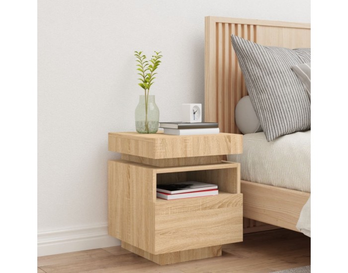 Sonata H Нощно шкафче с LED осветление, дъб сонома, 40x39x48,5 см